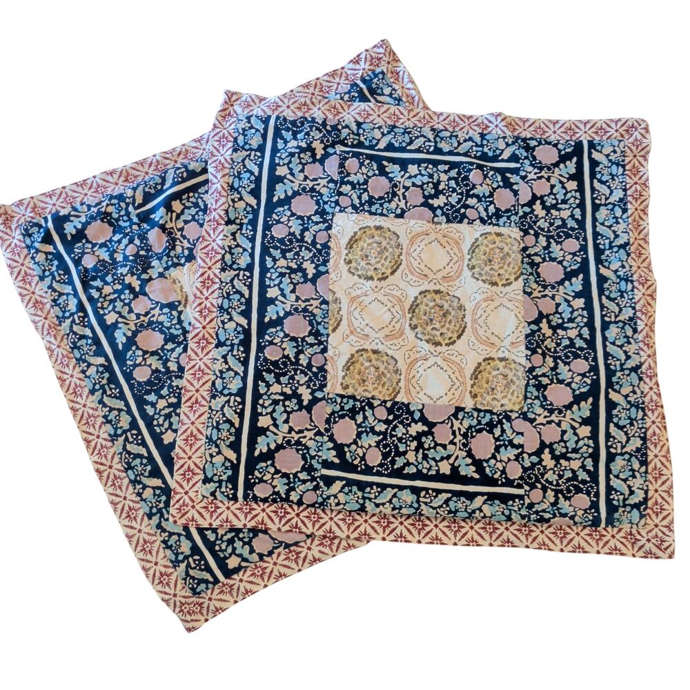 Set of 2 By Anthropologie Meguro Euro Sham Pillowcases 28in x 28in Block Print